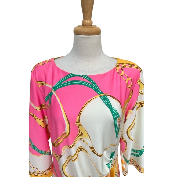 JB by Julie Brown Pink Chain Link Accented Waist Stretch Dress Women's Size 2X - Picture 2 of 11